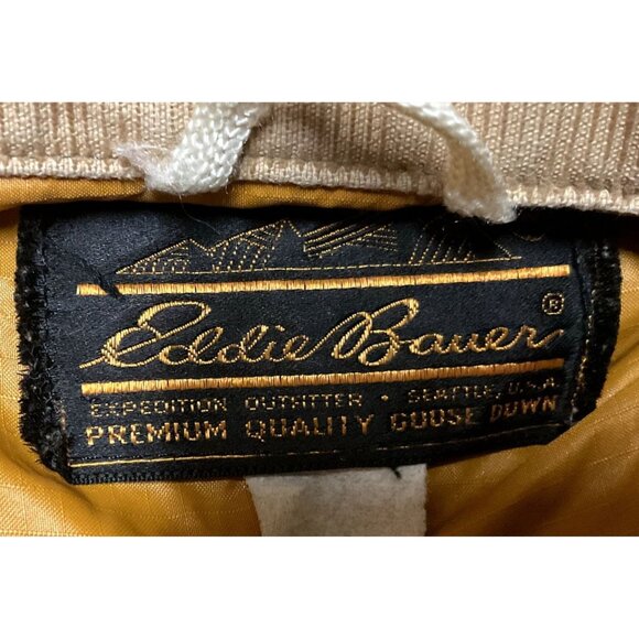 Vtg Eddie Bauer Puffer Jacket Sz L Green Expedition Outfitter Goose Down Snaps - Picture 4 of 6